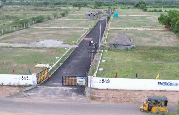 Entrance arch of Jay Propertiez DTCP-approved villa plots in Tiruvallur